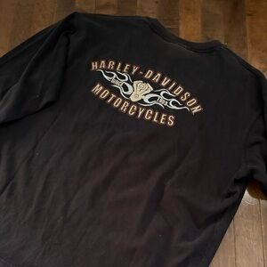2006 Harley-Davidson Black and Gold Embroidered Emblem Long Sleeve Shirt